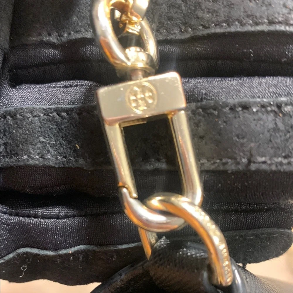 Tory Burch Black Crossbody Bag with Gold Chain Saffiano Leather